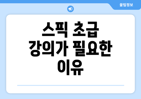 스픽 초급 강의가 필요한 이유