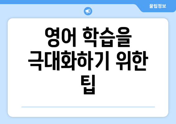 영어 학습을 극대화하기 위한 팁