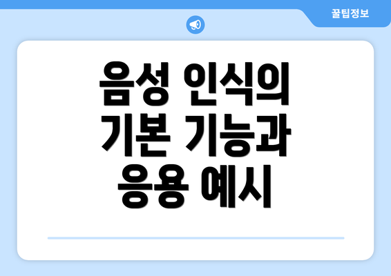 음성 인식의 기본 기능과 응용 예시