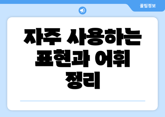 자주 사용하는 표현과 어휘 정리