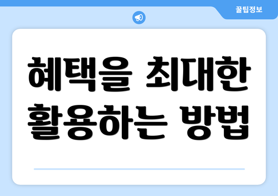 혜택을 최대한 활용하는 방법